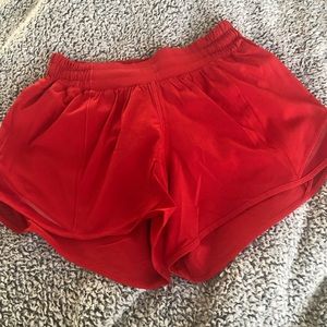 red lululemon shorts